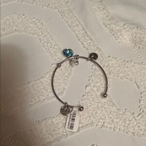Silver Charm Bracelet with Blue Accent